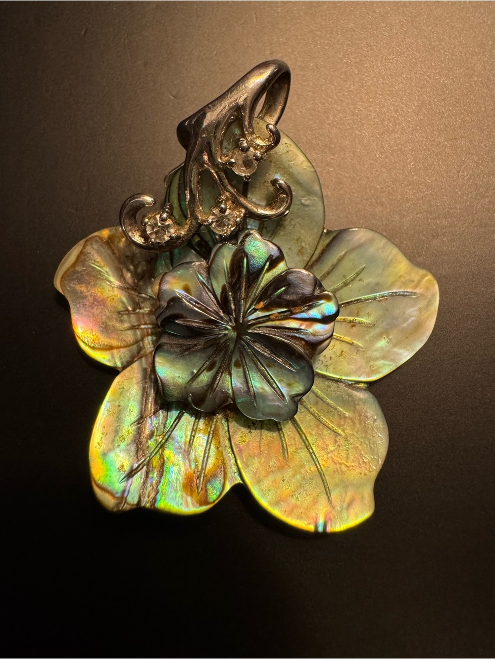 Abalone Shell Flower Pendant - 2”
